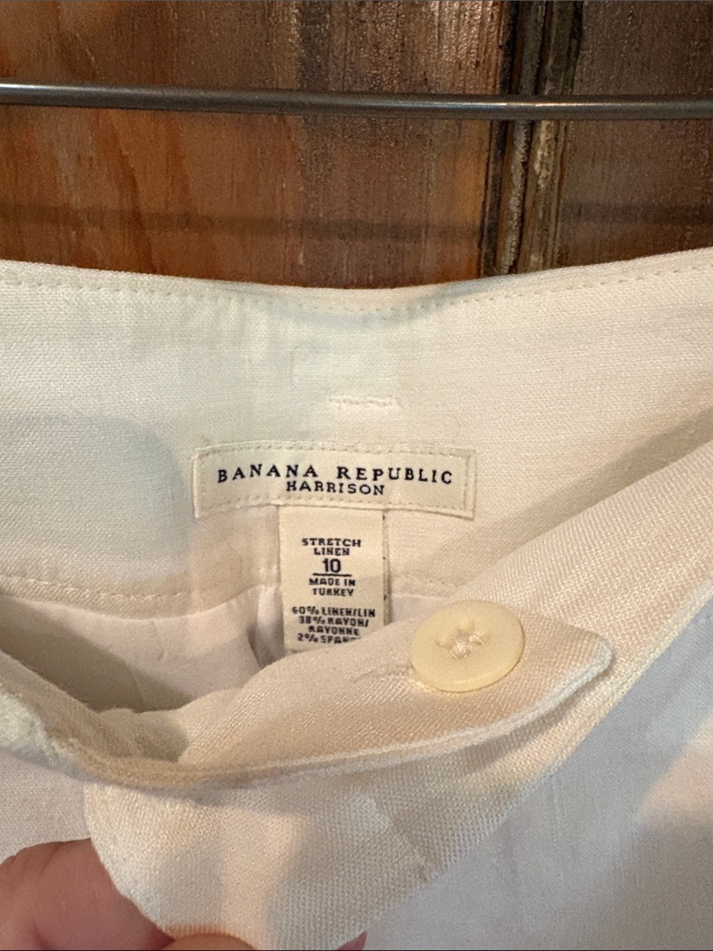 Banana Republic Cream Straight-Leg Dress Pants Linen Lined with Double Button 10 - Picture 2 of 8